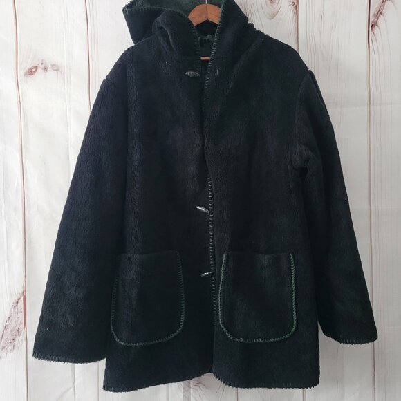 Vintage Nordic Lights Fleece Hooded Reversible Jacket Women’s XL Forrest Green - Picture 6 of 9